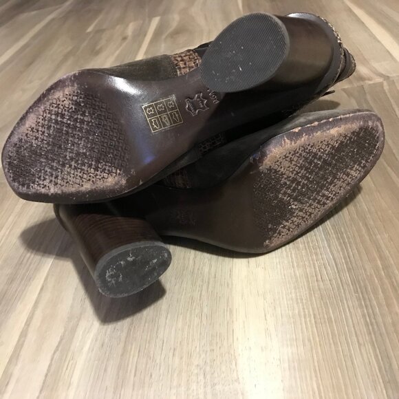 Tory Burch Ladies Python Snake Embossed Brown Leather Suede Boot Size 9.5 - Picture 6 of 6